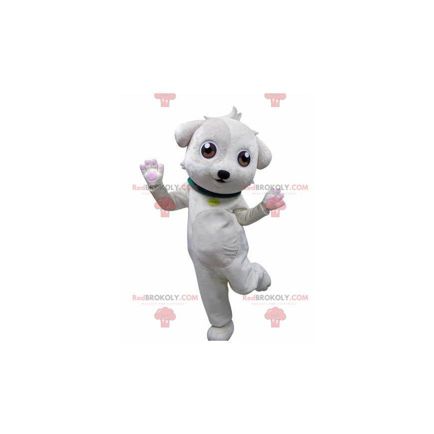 Lieve en schattige witte hond mascotte - Redbrokoly.com