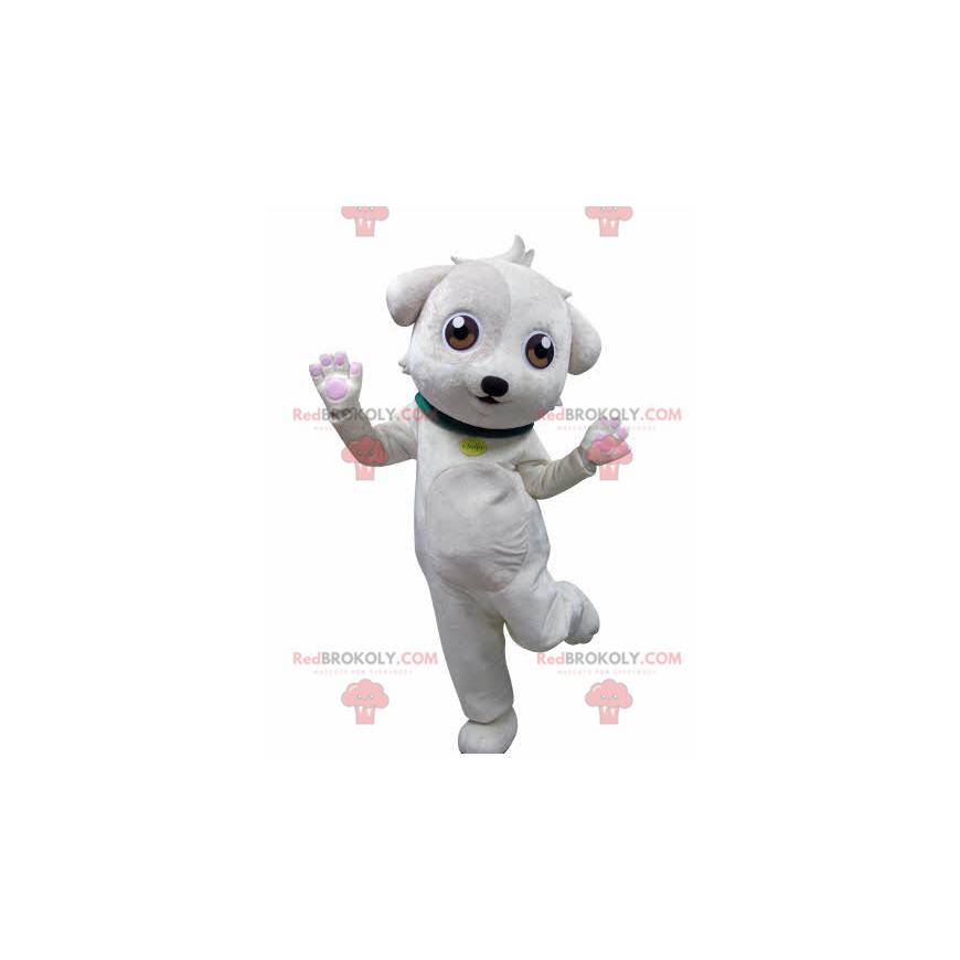 Mascote cão branco doce e fofo - Redbrokoly.com