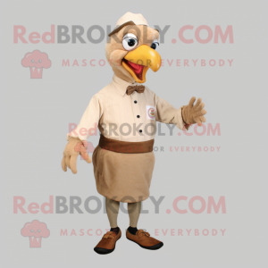 Beige Turkiet maskot kostym...