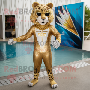 Gouden Bobcat mascotte...