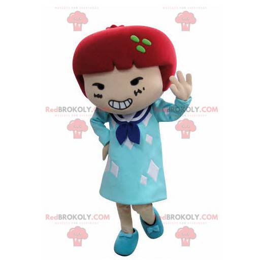 Maskot dívka v šatech s červenými vlasy - Redbrokoly.com