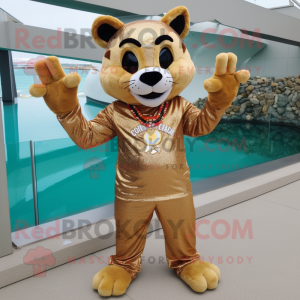 Gouden Bobcat mascotte...