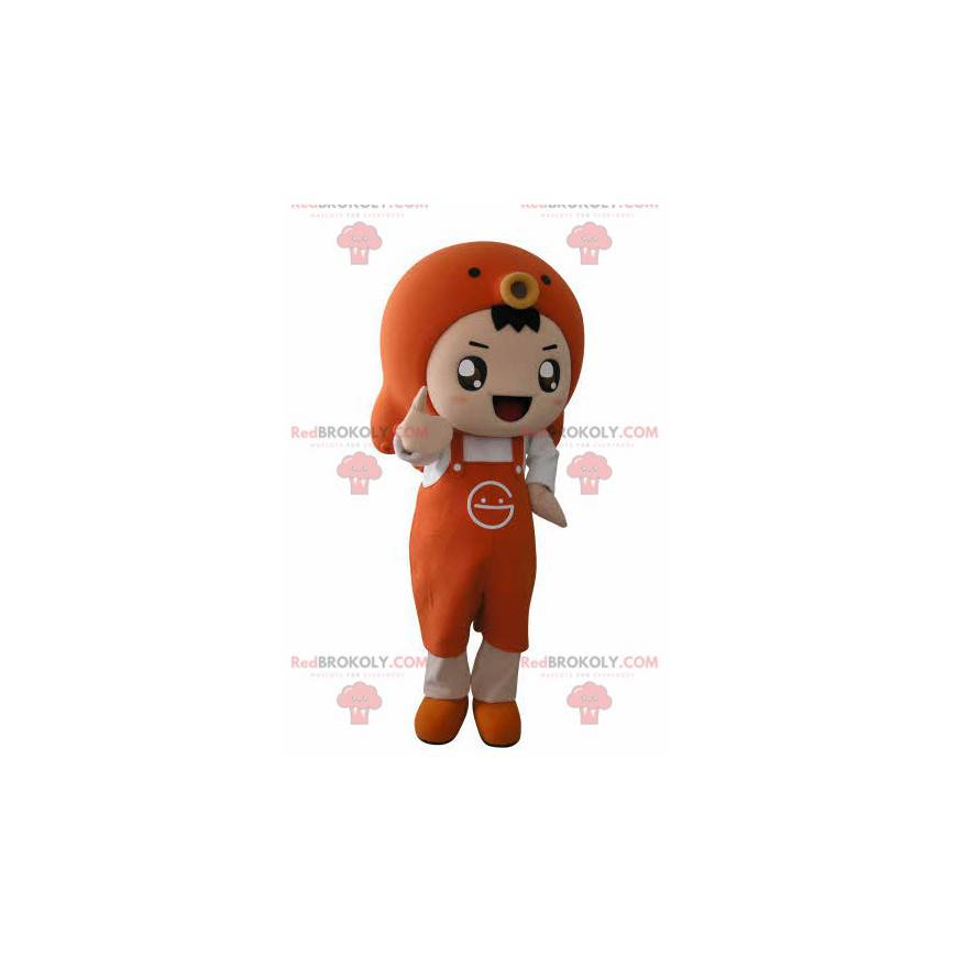 Mascota de niño con un delantal y un pez - Redbrokoly.com