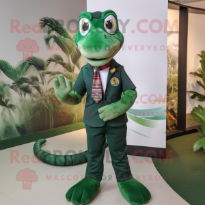 Forest Green Python mascot costume character dressed with a Polo Tee and Bow ties