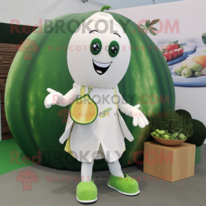 White Zucchini mascot costume character dressed with a Romper and Keychains