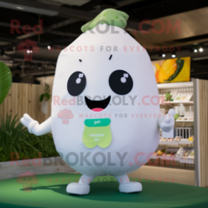 White Zucchini mascot costume character dressed with a Romper and Keychains