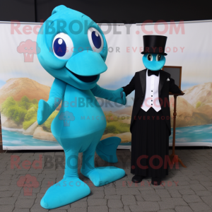 Cyan havfrue maskot kostume...