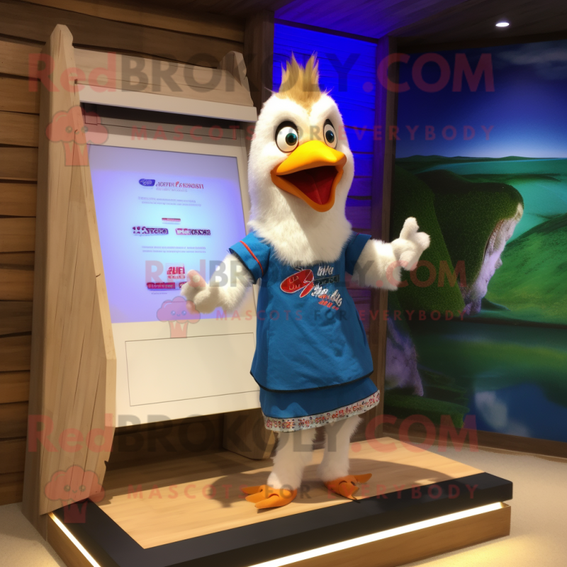 nan Chicken mascot costume character dressed with a Board Shorts and Digital watches