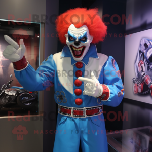 Sky Blue Evil Clown maskot...