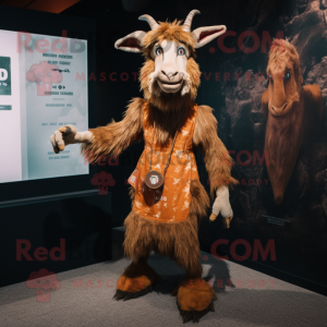 Rust Goat mascot costume character dressed with a A-Line Dress and Belts