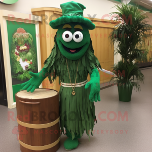 Forest Green Jambalaya mascot costume character dressed with a Blouse and Belts