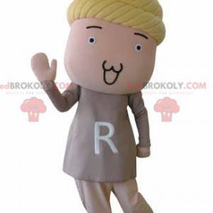 Mascotte de bonhomme de poupon avec les cheveux blonds -