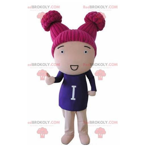 Mädchenpuppenmaskottchen mit rosa Haaren - Redbrokoly.com
