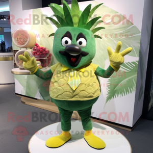 Olive Pineapple mascot costume character dressed with a Rash Guard and Cufflinks