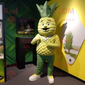 Olive Pineapple mascot costume character dressed with a Rash Guard and Cufflinks