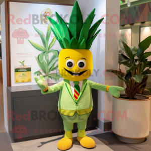 Olive Pineapple mascot costume character dressed with a Rash Guard and Cufflinks