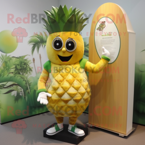 Olive Pineapple mascot costume character dressed with a Rash Guard and Cufflinks