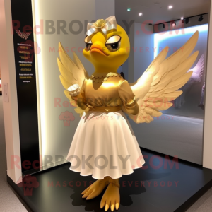 Gold Dove maskot kostym...