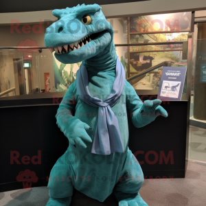 Teal Allosaurus mascotte...