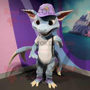 Lavender Chupacabra mascot costume character dressed with a Jeggings and Hats