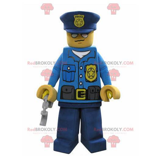 Mascote Lego vestido com uniforme de policial - Redbrokoly.com