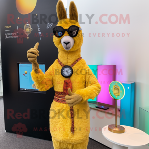 Guld Lama maskot kostym...