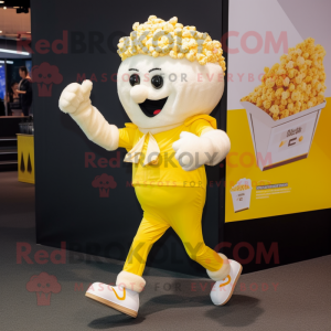 Geel Pop Corn mascotte...