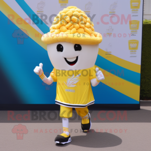 Geel Pop Corn mascotte...