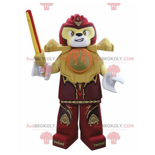 Lego mascot yellow and red tiger with a sword - Redbrokoly.com