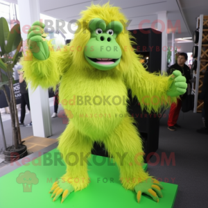 Limegrønn orangutangmaskot...