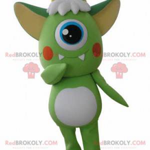 Green and white cyclops alien mascot - Redbrokoly.com