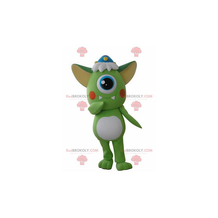 Mascota alienígena cíclope verde y blanco - Redbrokoly.com