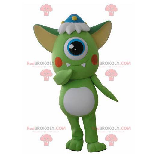 Mascota alienígena cíclope verde y blanco - Redbrokoly.com