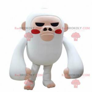 Hvid og lyserød abe-maskot ser hård ud - Redbrokoly.com