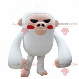 White and pink monkey mascot looking fierce - Redbrokoly.com