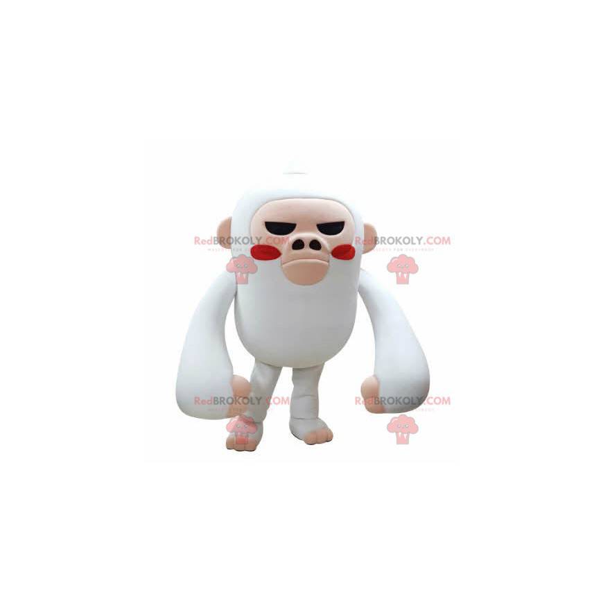 White and pink monkey mascot looking fierce - Redbrokoly.com