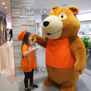 Orange Capybara maskot...