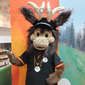 Black Elk mascot costume character dressed with a Polo Tee and Hair clips