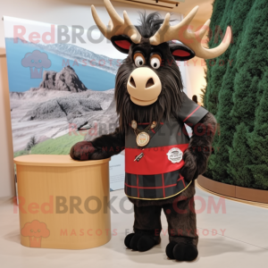 Black Elk mascot costume character dressed with a Polo Tee and Hair clips