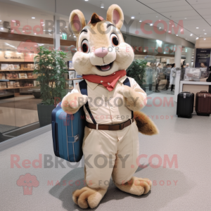 Beige Squirrel mascot costume character dressed with a Flare Jeans and Briefcases