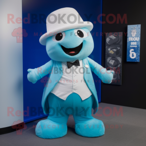 Cyan Hermelin maskot drakt...