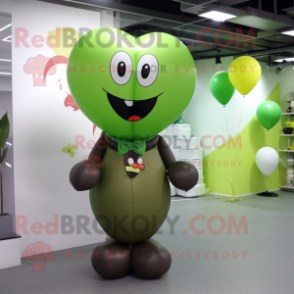 Olive Heart Shaped Balloons mascot costume character dressed with a Cover-up and Caps