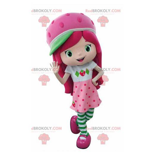 Mascotte de Charlotte aux fraises célèbre fillette rose -