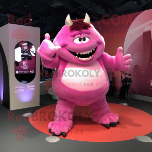 Pink Ogre maskot kostume...