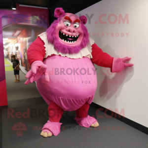 Pink Ogre maskot drakt...