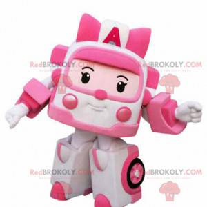 Mascota de ambulancia de juguete blanco y rosa Transformers way