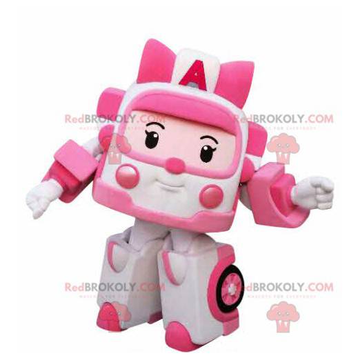Weißes und rosa Spielzeugkrankenwagen-Maskottchen-Transformers
