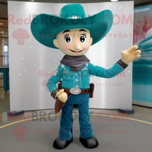 Postava maskota Teal Cowboy...