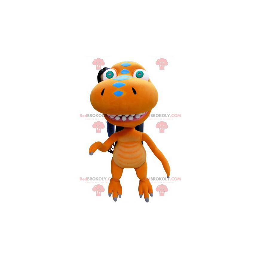 Mascota de dragón dinosaurio naranja gigante - Redbrokoly.com