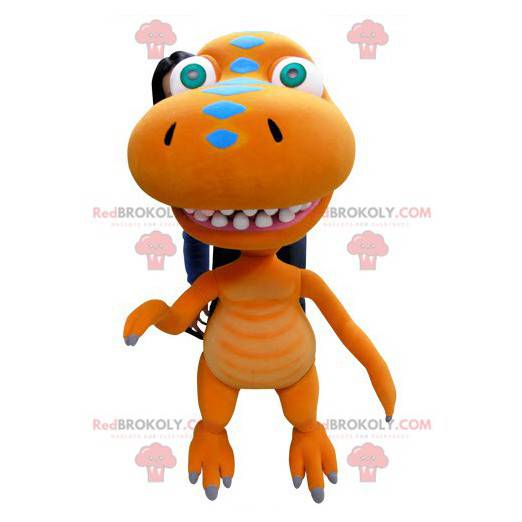 Jätte orange dinosaurie drakmaskot - Redbrokoly.com